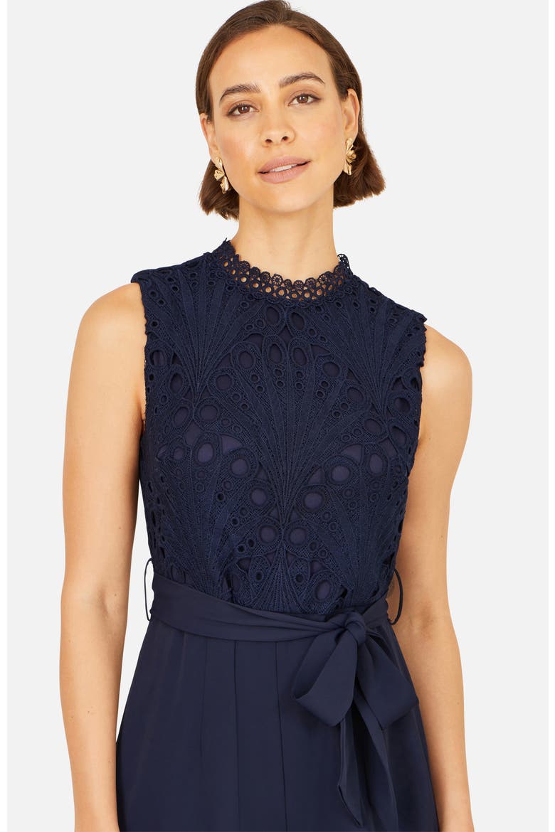 Lace Sleeveless Jumpsuit, Alternate, color, Navy