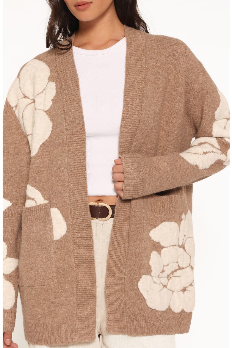 Wendy Open Floral Cardigan, Alternate, color, BEIGE FLORAL