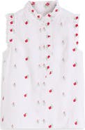 Boden Isabel Embroidered Linen Sleeveless Button-Up Shirt