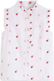 Boden Isabel Embroidered Linen Sleeveless Button-Up Shirt