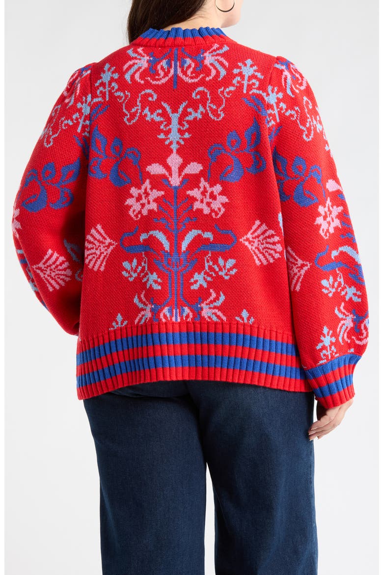 Almila Pattern Sweater, Alternate, color, RED-MULTI