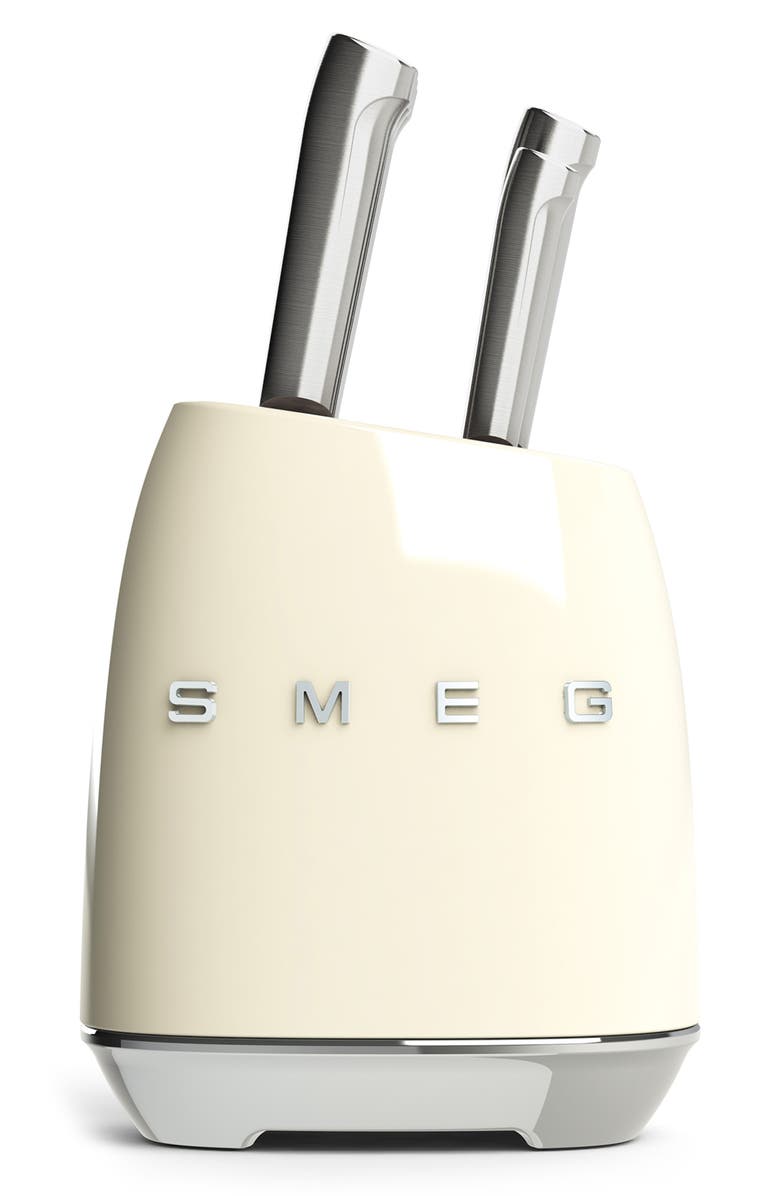 smeg Stainless Steel 6-Piece Knife Block Set, Alternate, color, Cream