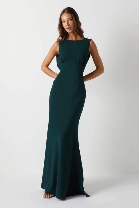 Cowl Back Maxi Bridesmaid Dress