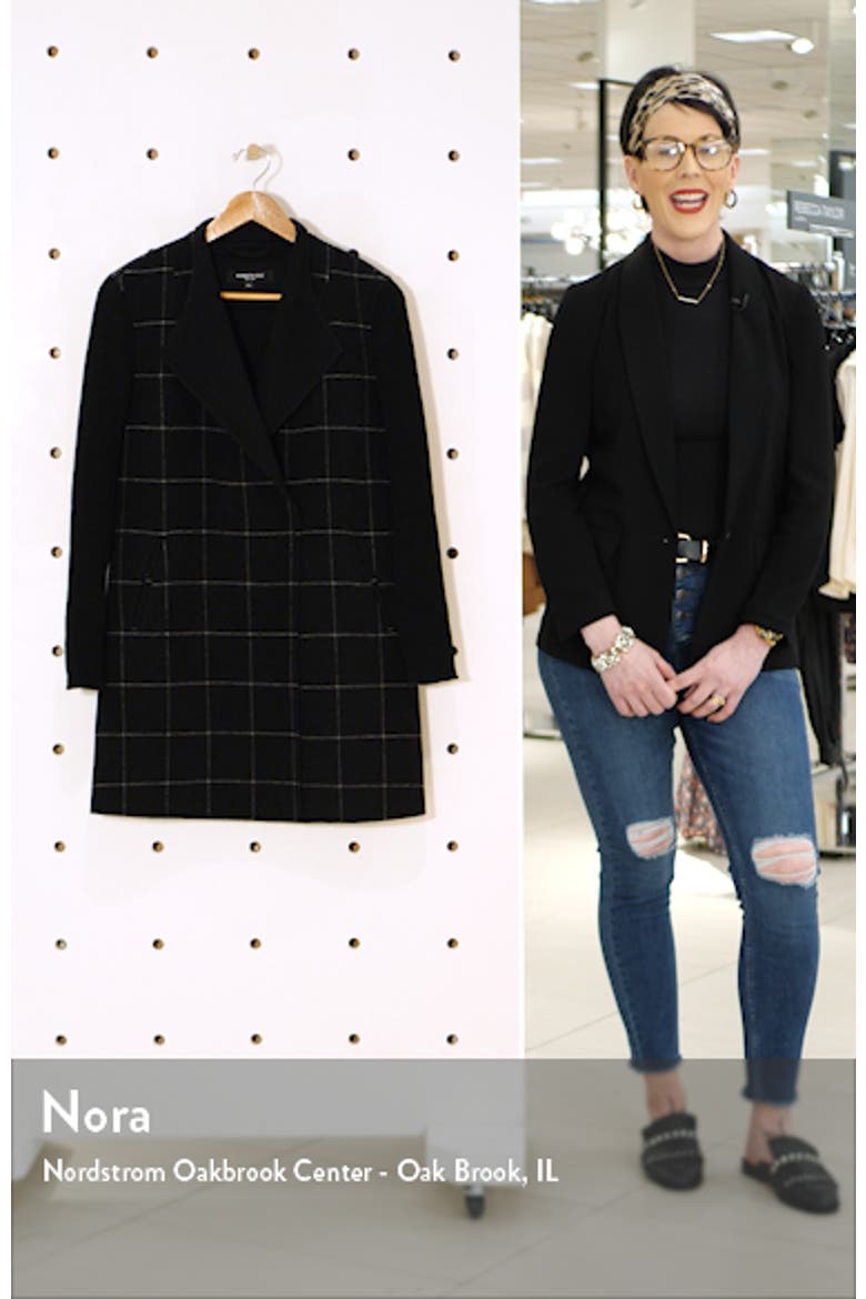 Windowpane Check Knit Sleeve Coat video