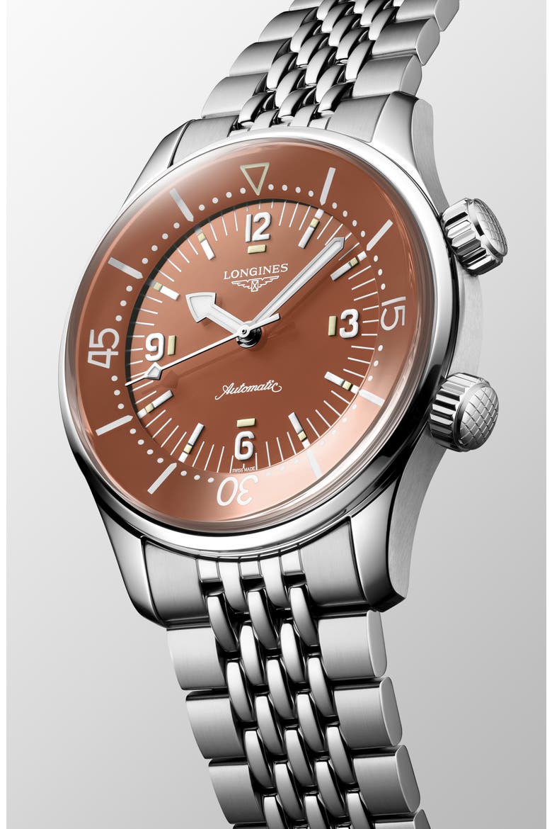 Legend Diver Bracelet Watch, 39mm, Alternate, color, SILVER/ RUST