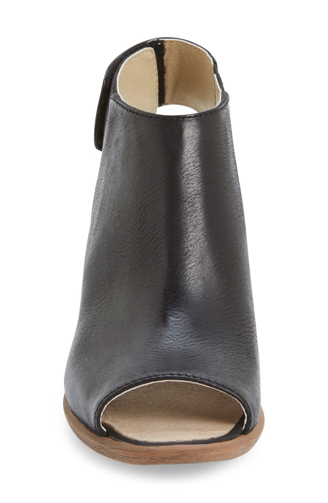 Bonnie Open-Toe Bootie, Alternate, color, BLACK LEATHER