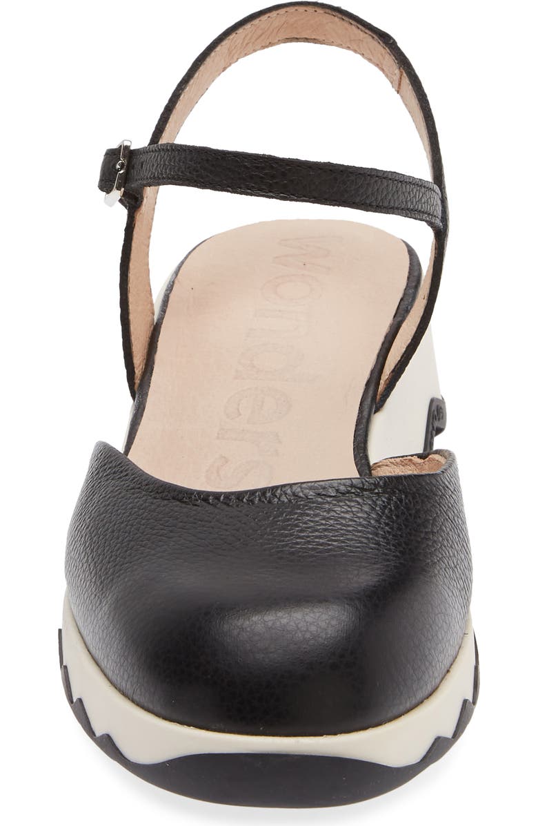 Wonders Ankle Strap Platform Ballet Pump, Alternate, color, Wild Black