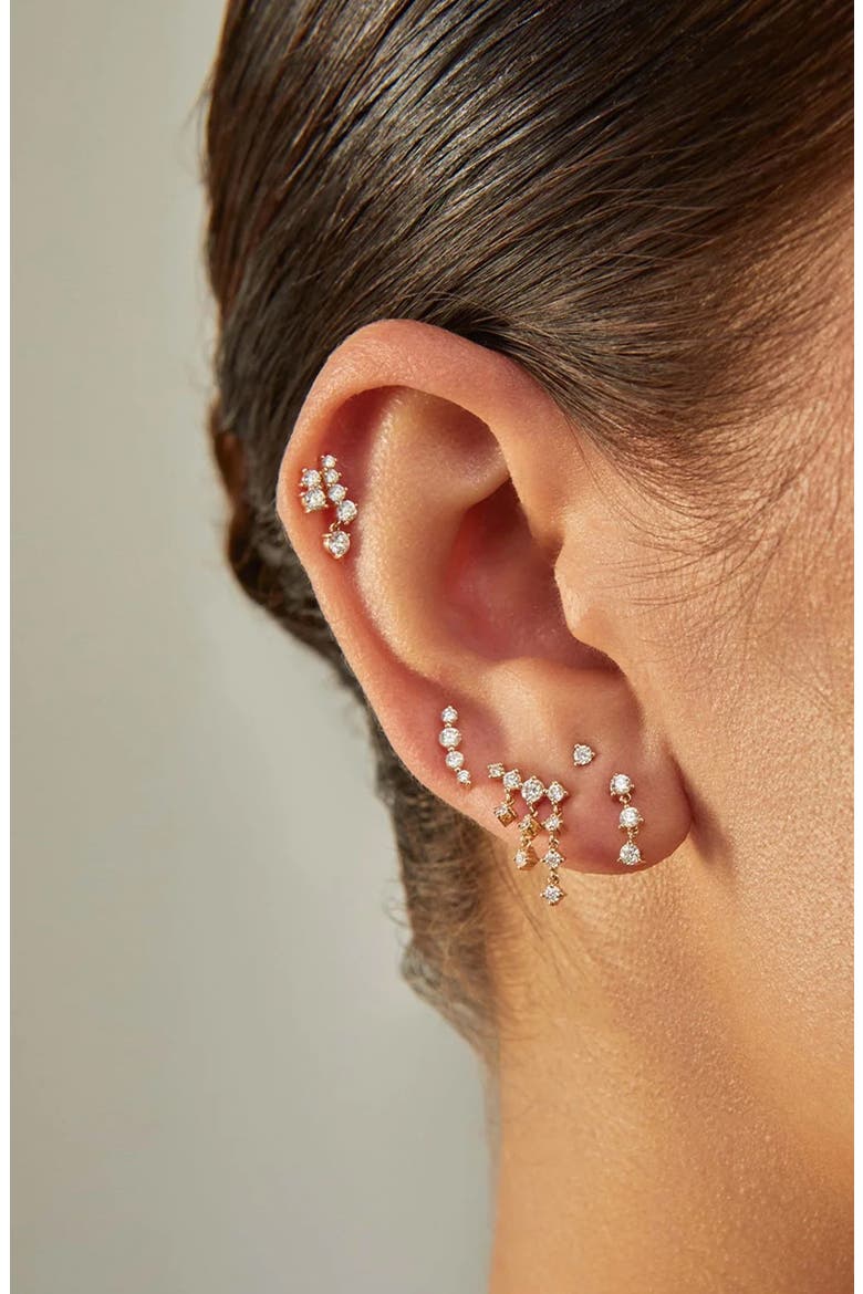 14k Gold Diamond Arc Stud Earrings, Alternate, color, YELLOW GOLD