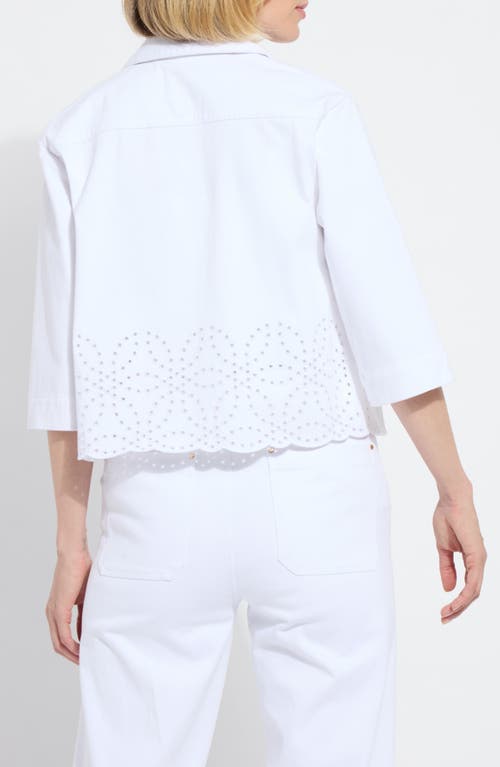 Lyssé Gem Eyelet Embroidered Denim Jacket Curvy In White