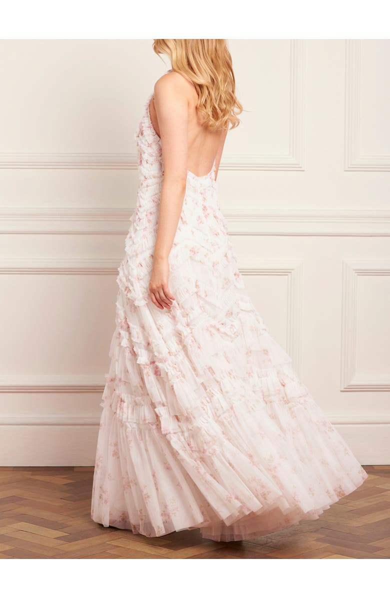 Needle & Thread Magnolia Ditsy Elia Halter Neck Gown, Alternate, color, Moonshine/Seashell