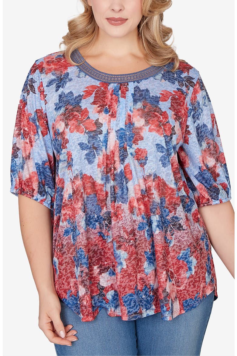 Sublimation Mixed Latter Lace Jersey Top, Main, color, RED MULTI