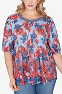 RUBY RD Sublimation Mixed Latter Lace Jersey Top