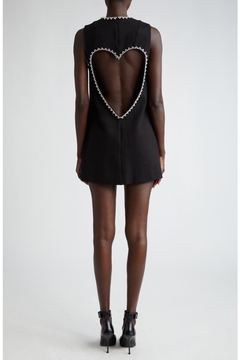 Crystal Heart Back Cutout Ponte Minidress, Alternate, color, BLACK