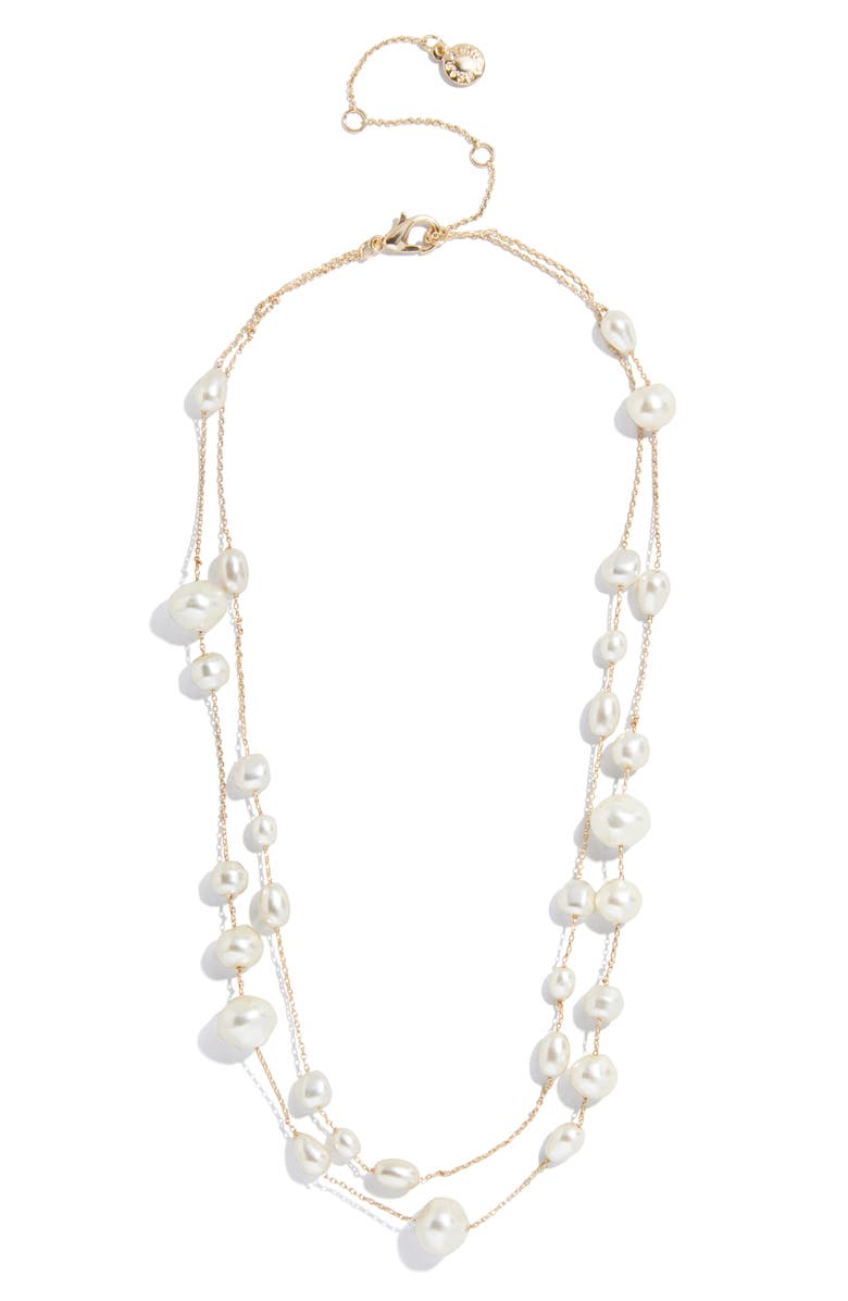 BaubleBar Blair Layered Faux Pearl Necklace, Main, color, Pearl