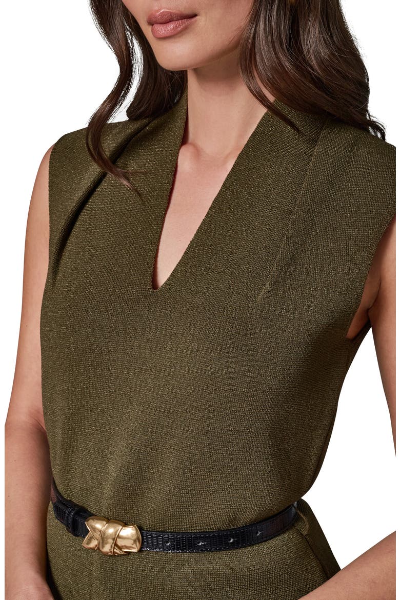 Belted Sleeveless V-Neck Sweater, Alternate, color, OLIVE BRIN
