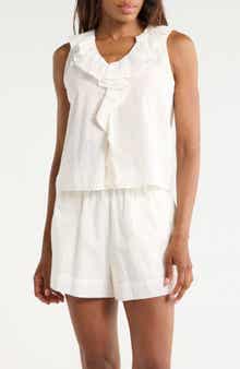 Melrose and Market Ruffle Cotton Eyelet Tank