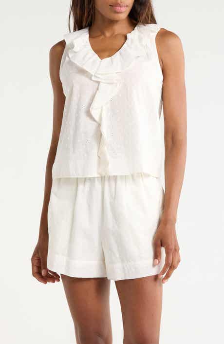 Melrose and Market Ruffle Cotton Eyelet Tank