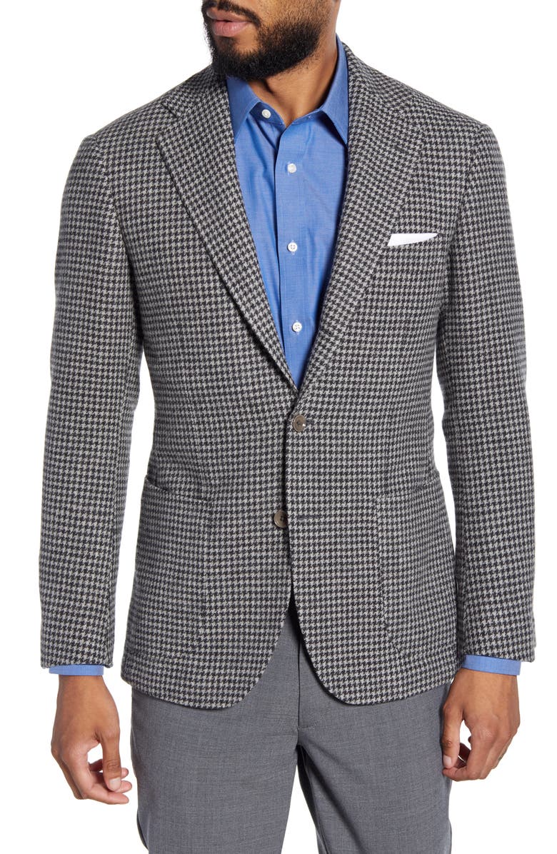 Ring Jacket Trim Fit Houndstooth Check Wool Sport Coat, Main, color,