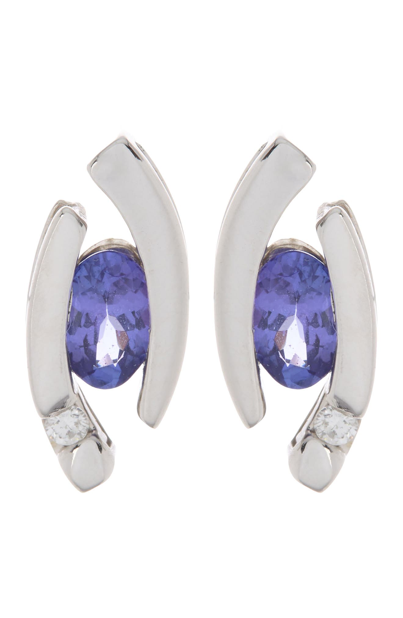 SUZY LEVIAN 14K White Gold Diamond & Tanzanite Stud Earrings