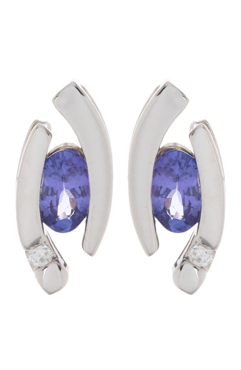 SUZY LEVIAN 14K White Gold Diamond & Tanzanite Stud Earrings, Main, color, Blue