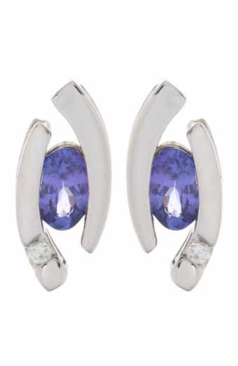 SUZY LEVIAN 14K White Gold Diamond & Tanzanite Stud Earrings