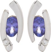 SUZY LEVIAN 14K White Gold Diamond & Tanzanite Stud Earrings