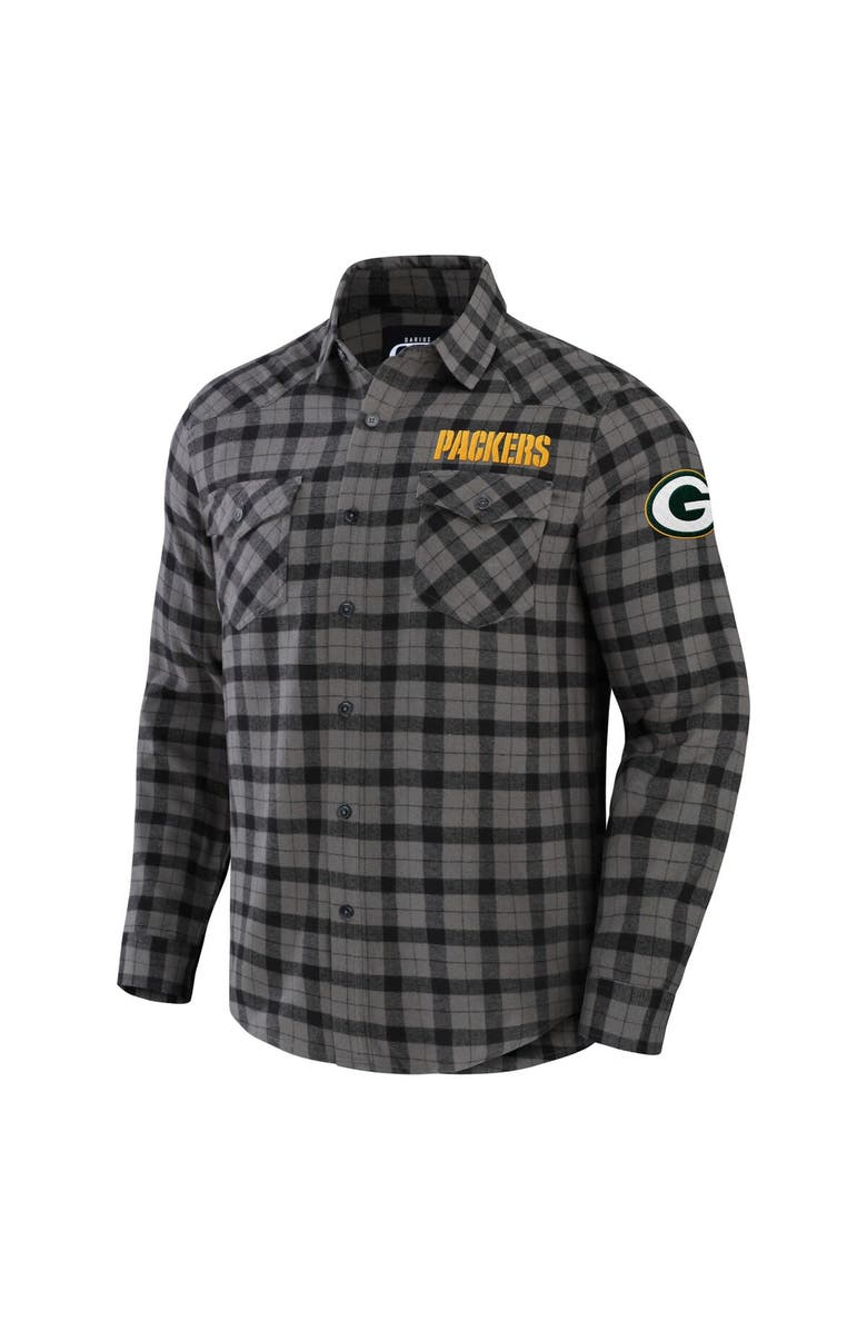 NFL X DARIUS RUCKER Men's NFL x Darius Rucker Collection by Fanatics Gray Green Bay Packers Flannel Long Sleeve Button-Up Shirt, Alternate, color, 