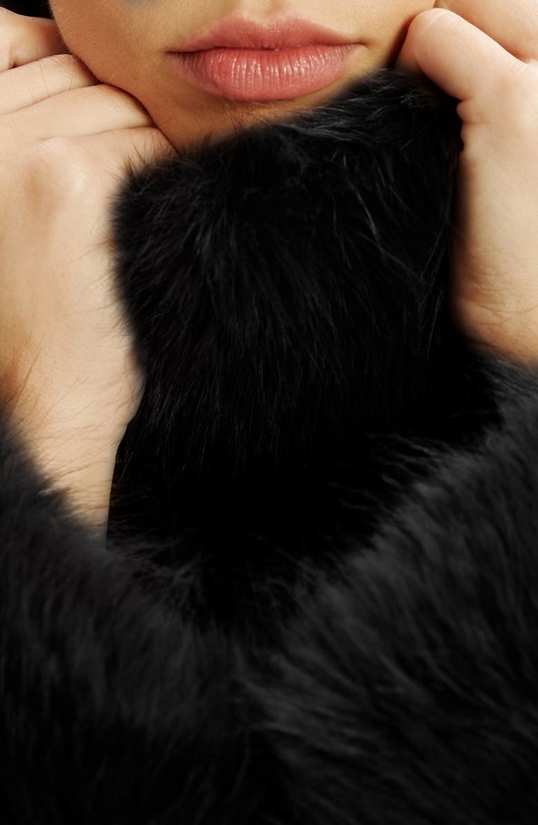 Bardot Renata Faux Fur Turtleneck, Alternate, color, Black