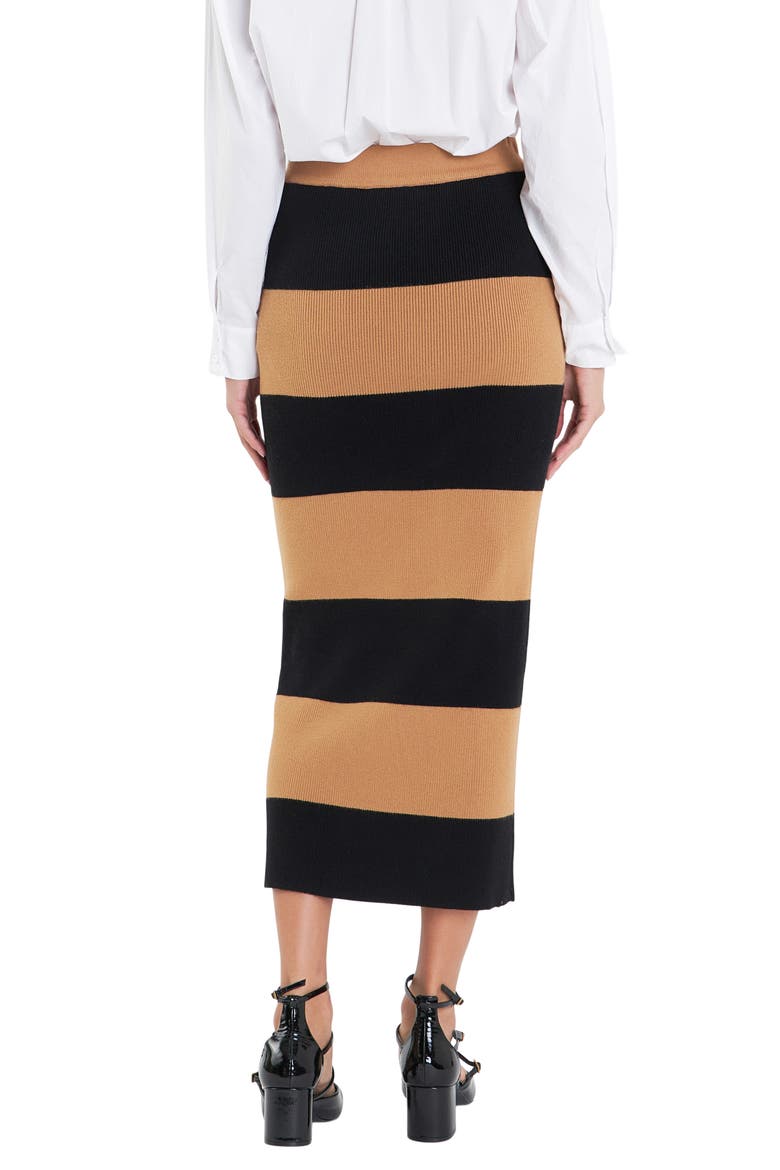Stripe Knit Skirt, Alternate, color, CAMEL/ BLACK
