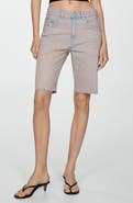 MANGO Raw Hem Denim Bermuda Shorts