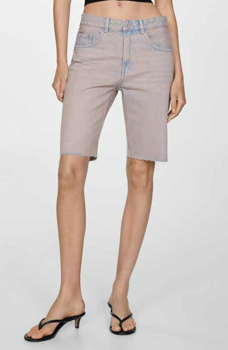 MANGO Raw Hem Denim Bermuda Shorts