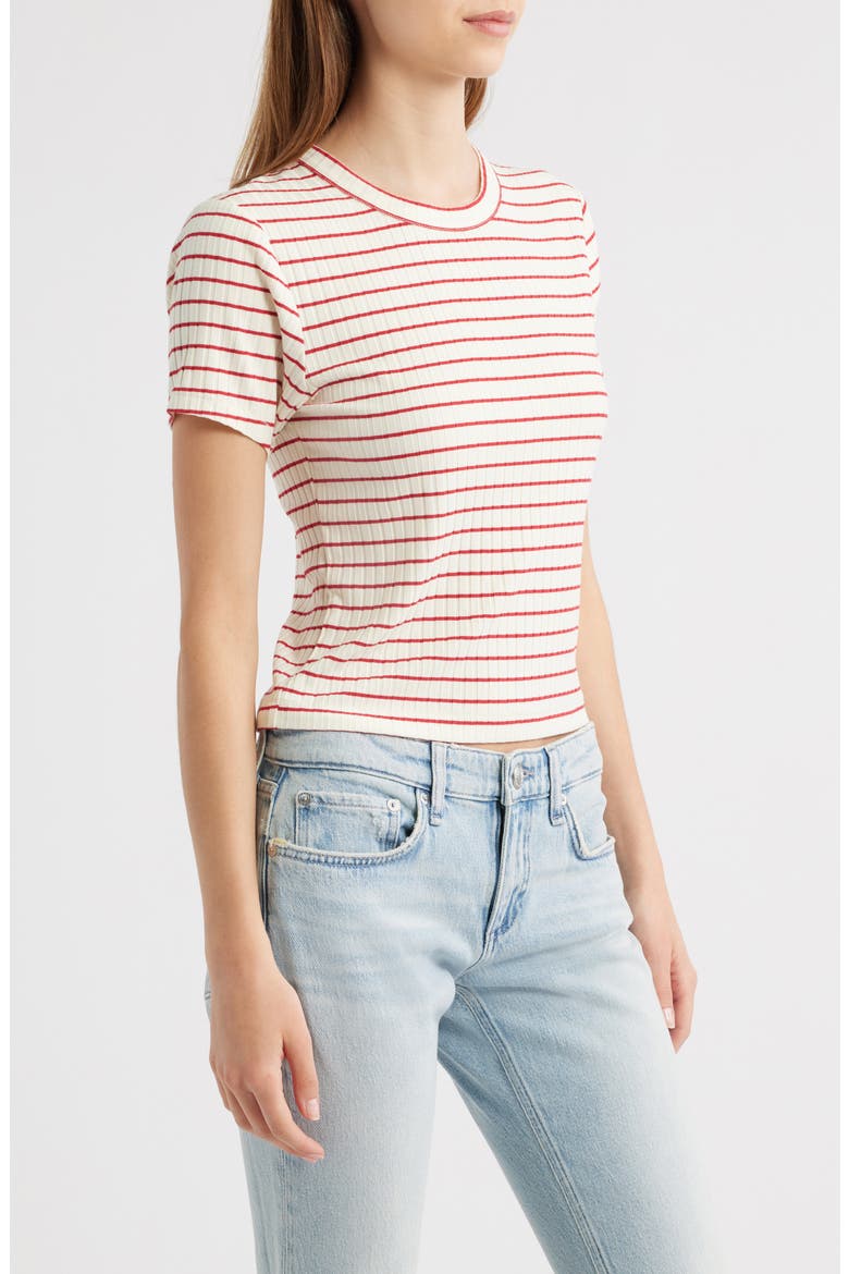 Luca Stripe Rib Baby T-Shirt, Alternate, color, RED MULTI
