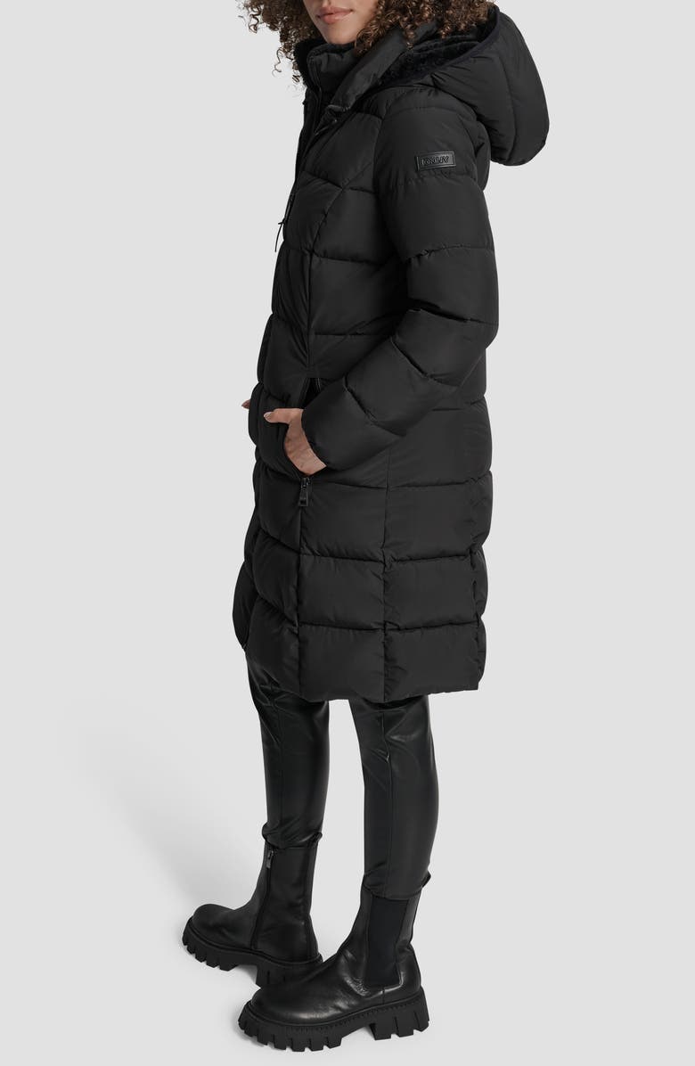 DKNY Bib Front Quilted Puffer Coat, Alternate, color, Black