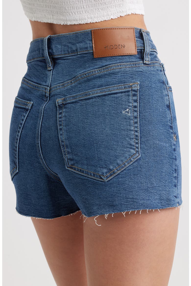 High Waist Cutoff Denim Shorts, Alternate, color, DARK WASH