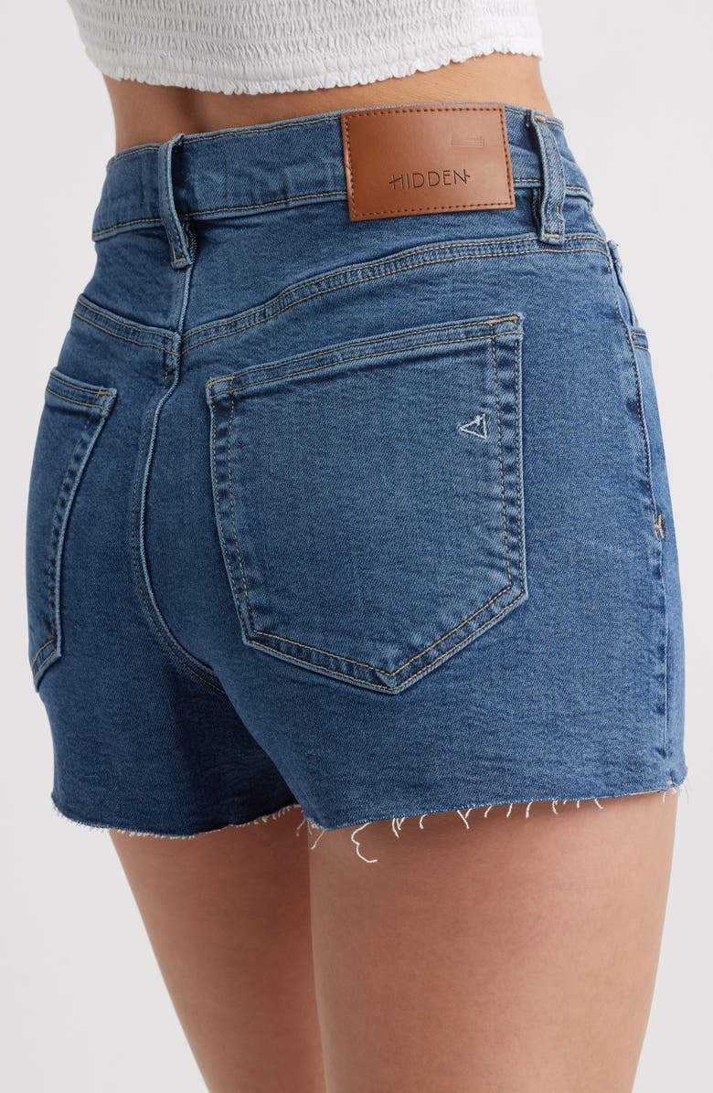 HIDDEN JEANS High Waist Cutoff Denim Shorts, Alternate, color, Dark Wash