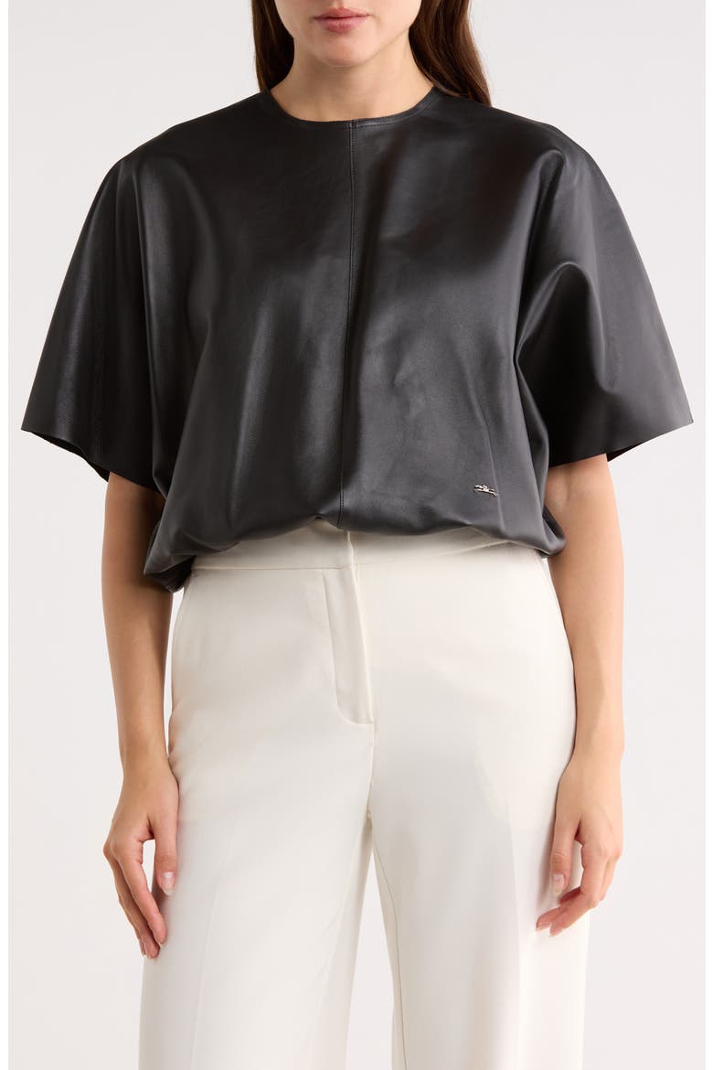 Dolman Sleeve Leather Top, Main, color, BLACK