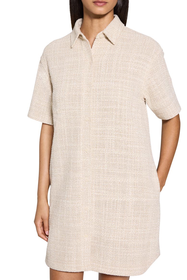 Recycled Cotton Blend Tweed Shirtdress, Alternate, color, TAUPE MULTI