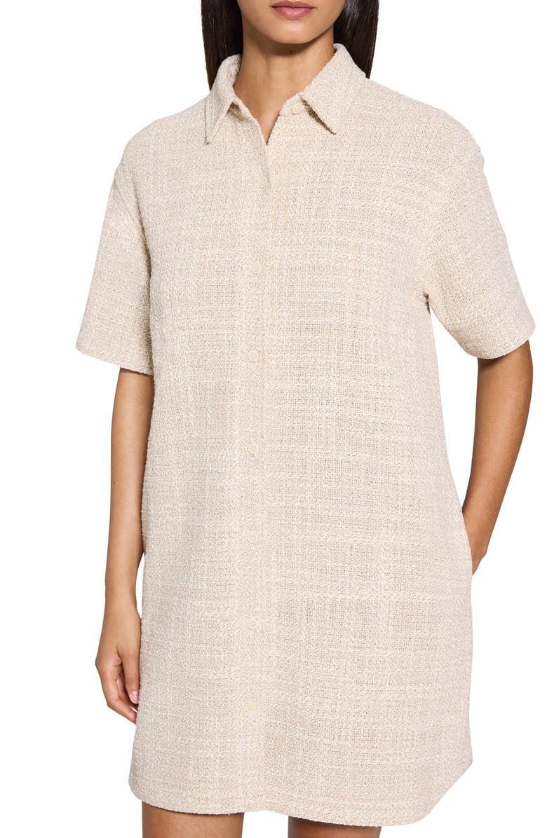 Theory Recycled Cotton Blend Tweed Shirtdress, Alternate, color, Taupe Multi