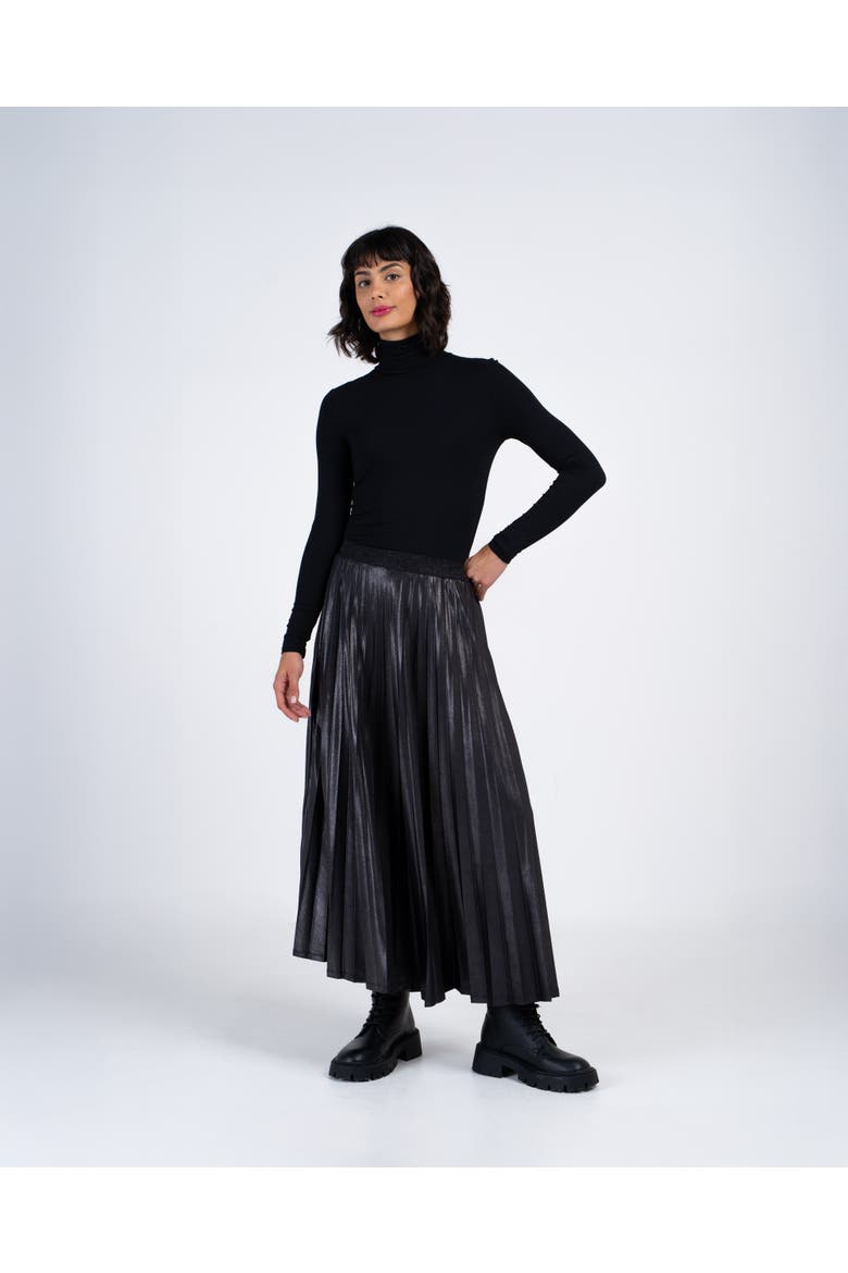 Metallic Full Pleated Skirt, Alternate, color, Charcoal Shimmer