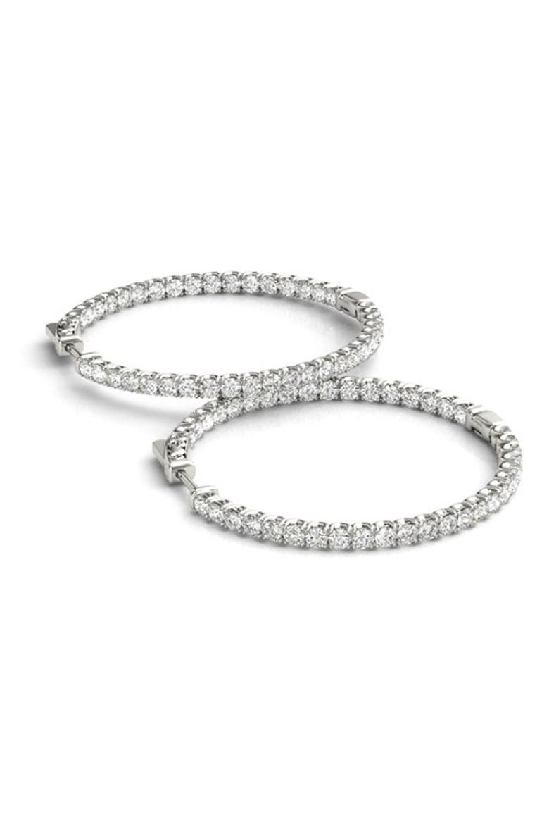 1.75 ct Lab Grown Diamond Hoops Inside Outside 1 1/3" 14K Gold Vault Lock, Alternate, color, 14k White Gold
