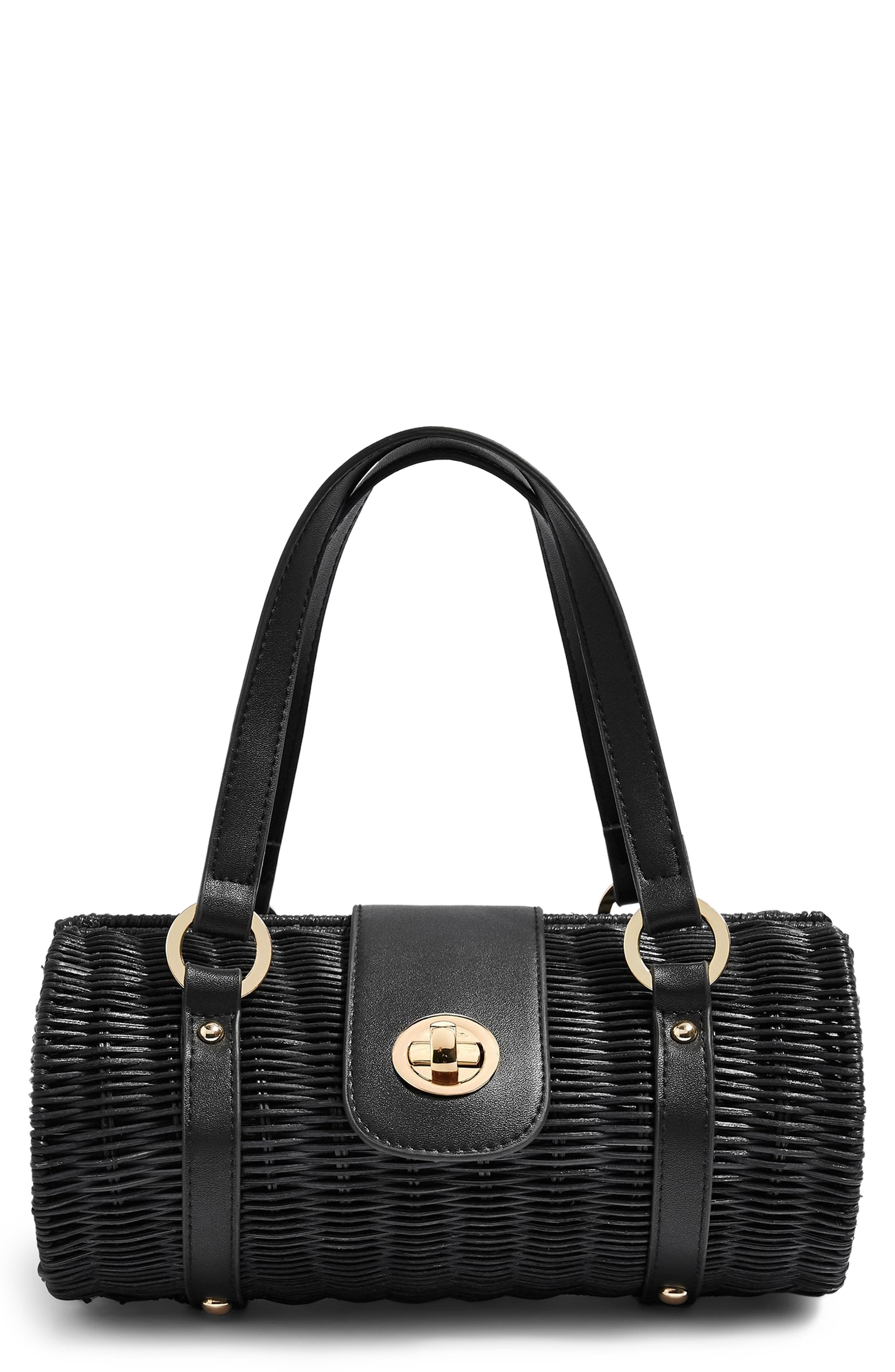 Topshop Sydney Straw Bowler Bag, Main, color, 
