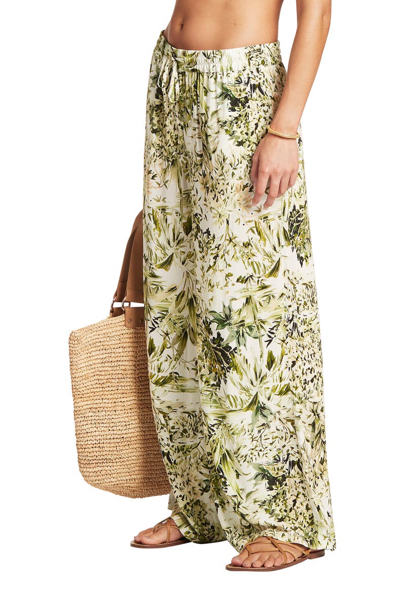 Cover-Up Palazzo Pants, Alternate, color, GREEN WHITE