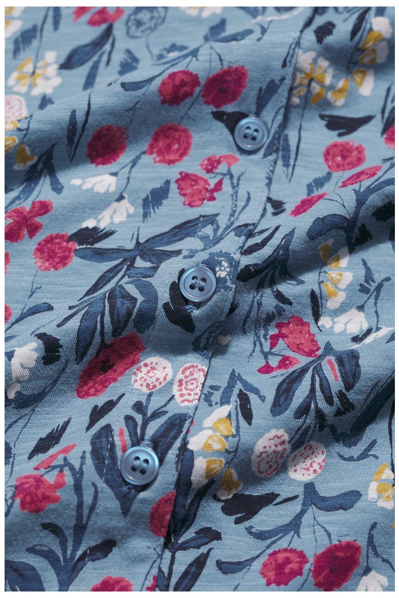 Studio Glass Organic Cotton Button-Up Top, Alternate, color, SPRING STEMS SEASCAPE MIX