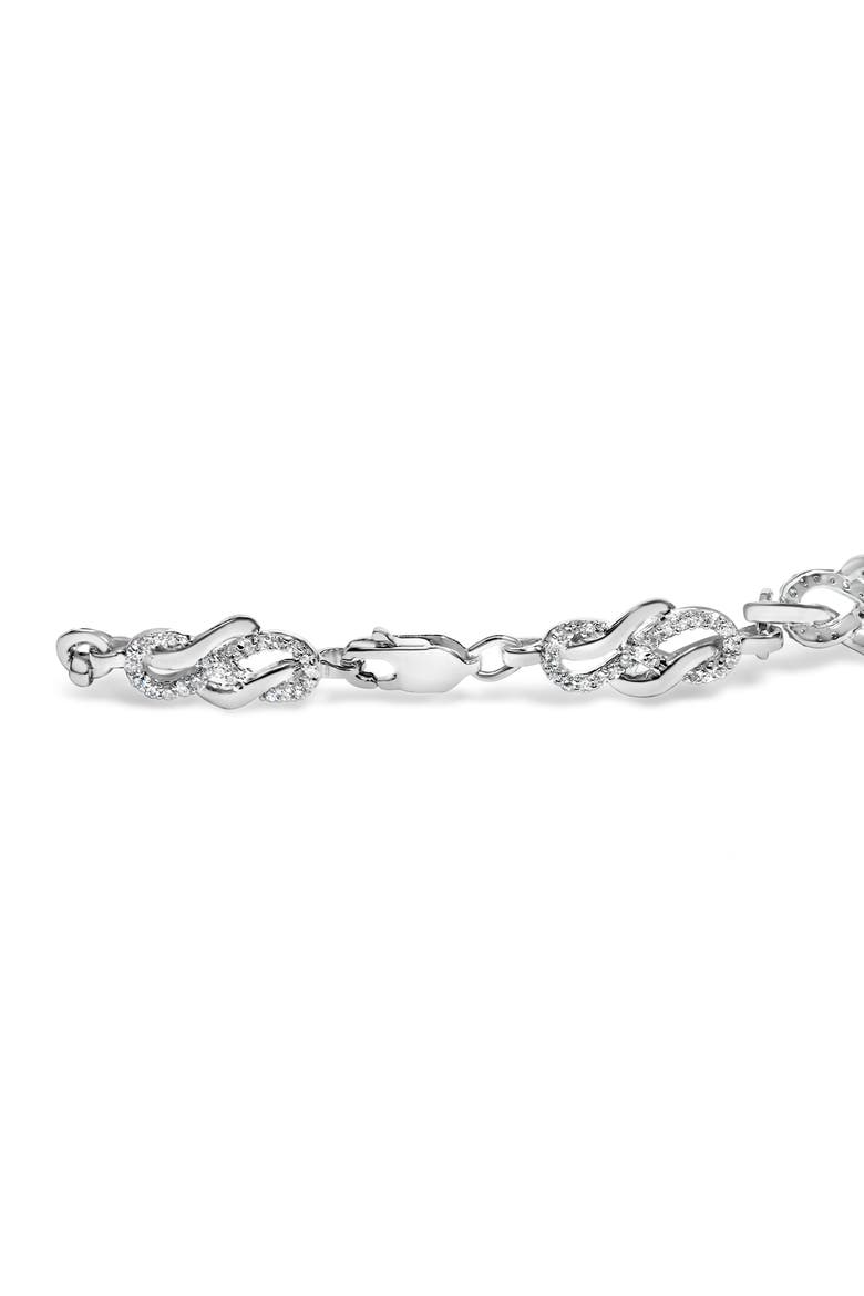 Silver 1.0 Cttw Diamond Infinity Loop and Swirl Link Bracelet, Alternate, color, White