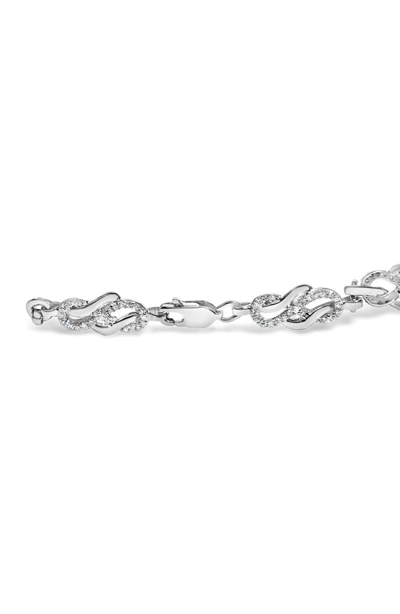 Haus of Brilliance Silver 1.0 Cttw Diamond Infinity Loop and Swirl Link Bracelet, Alternate, color, White