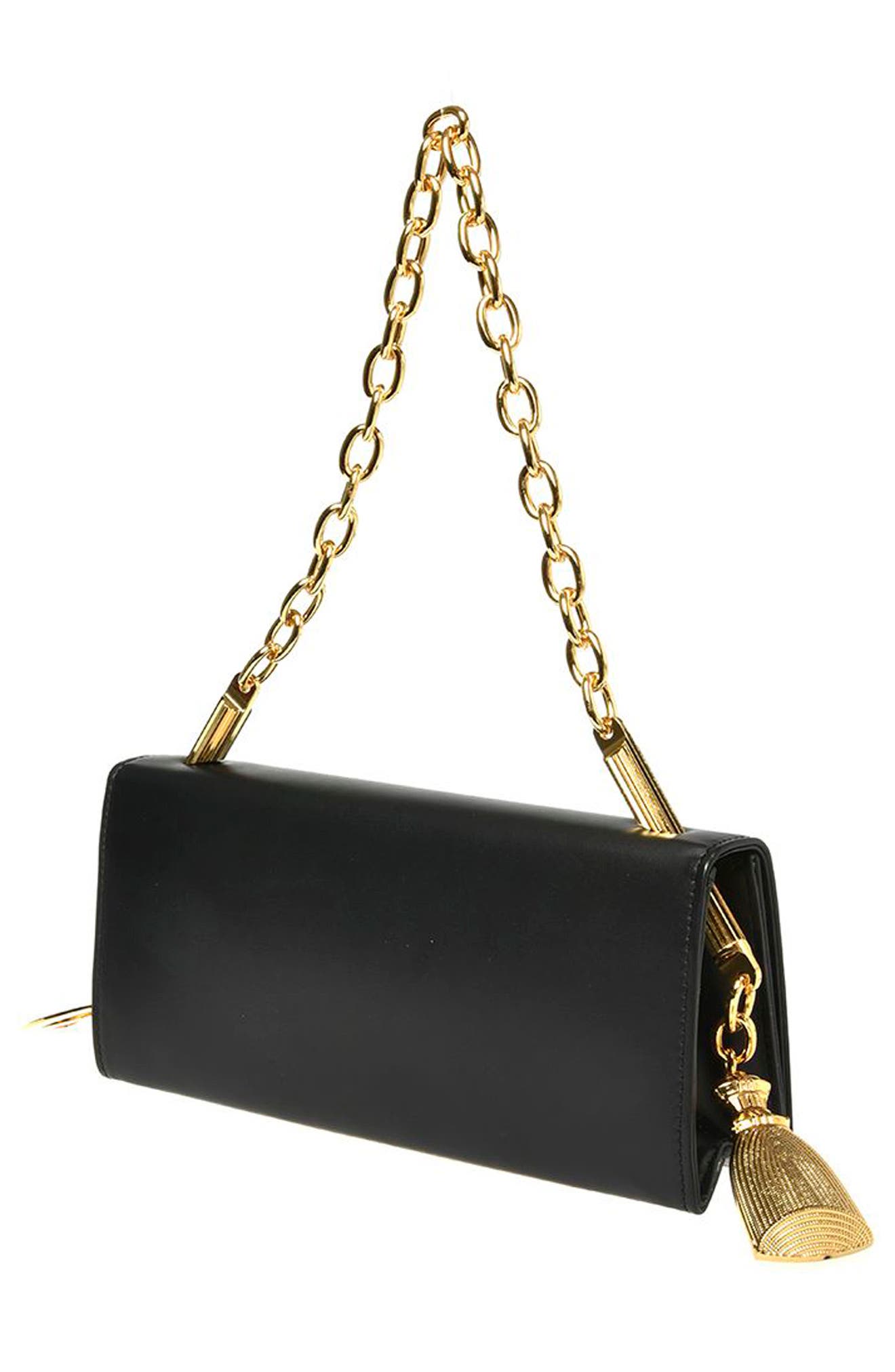 Moschino Logo Leather Shoulder Bag, Alternate, color, 