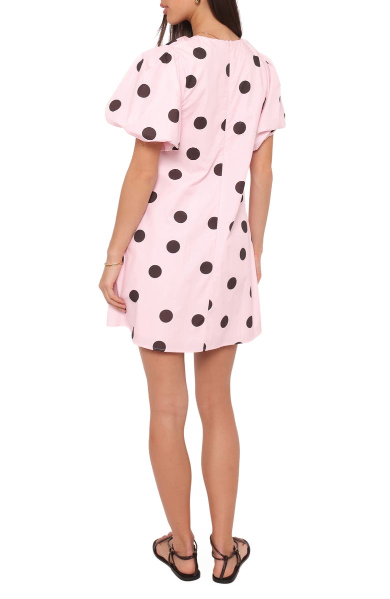 Petal & Pup Bertine Puff Sleeve Cotton Minidress, Alternate, color, Pink Polka Dot