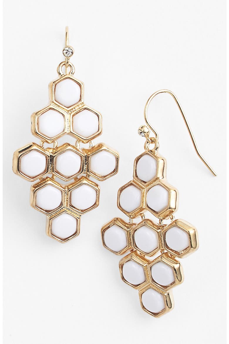 Hexagon Chandelier Earrings, Main, color, GOLD WHITE