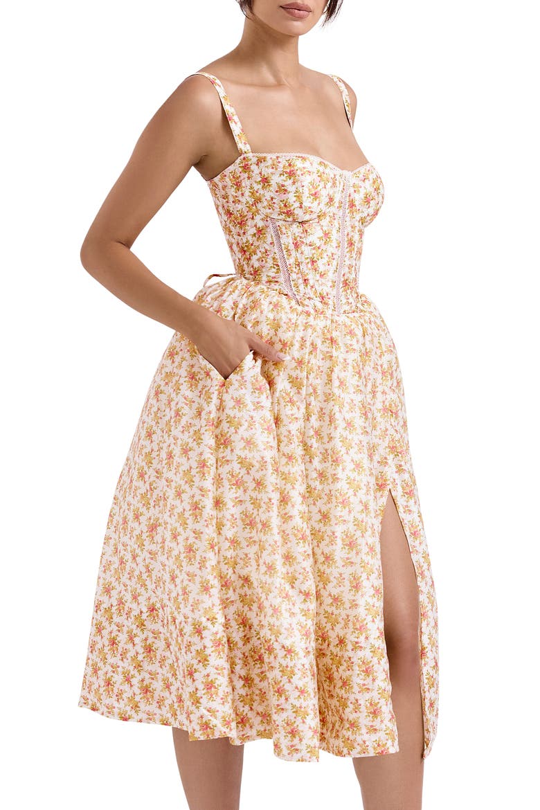 Kelly Floral Print Corset Dress, Alternate, color, SUNWAY