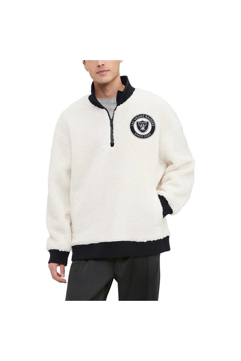 Men's Tommy Hilfiger  Cream Las Vegas Raiders Jordan Sherpa Quarter-Zip Sweatshirt, Main, color, Cream
